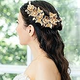 BETITETO Gold Butterfly Flower Headband for Bride Wedding Pearl Metal Floral Hair Pieces Accessories for Women Girls