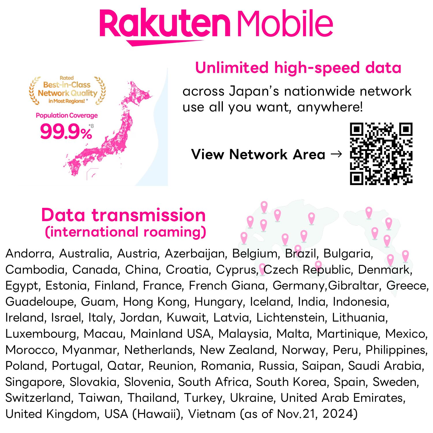 Japan Rakuten Mobile Prepaid SIM Card w/Text(SMS) to 73+ Countries, 1Year Plan, 3GB/mo. in Japan (Global 1GB/mo.), Quick Activation, 3-in-1 Triple-Cut SIM Card