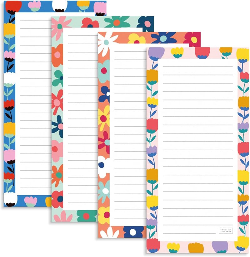 Sweetzer & Orange S&O Magnetic Notepads 4 Pack Fridge Note Pads 3.5x7 45 Pages