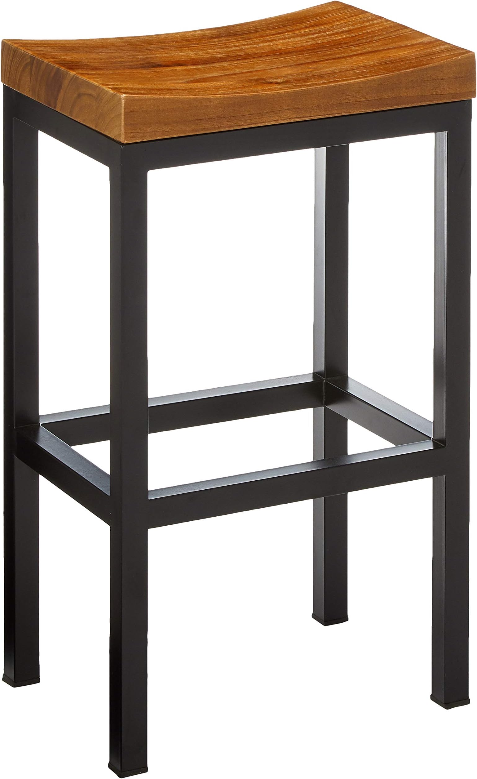Bare DecorKitta Metal Barstool with Solid Wood Seat, 27", Black