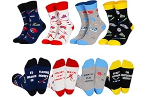 GOAUS Hockey Socks 4 Pairs, Funny Hockey Gifts, Christmas Stocking Stuffers for Teen Boys Teenagers Men