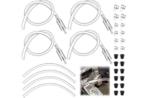 Meonum 4 Pack Brake Bleeder Hose, Motorcycle Brake Bleeder Kit with Nozzle Cap & Clamp, One Way Check Valve Tube Bleeding Tools for Hydraulic System Bleeding, Car Clutch Fluid Replacement Hose
