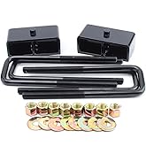 JiiinMiiin 2 inch Rear Lift Blocks for 1999-2023 Chevy Silverado GMC Sierra 1500, 2" Leveling Kit Extended Square U-Bolts, Bl