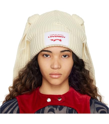Knitted Beanie Hat with Cute Cat and Bunny Ears - Slouchy Y2K Winter Warm Cute Cat Ears Beanie Hats Winter Striped Korean Punk Gothic  main image 4