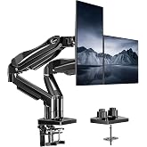 HUANUO Dual Monitor Stand, Fully Adjustable Gaming Monitor Desk Mount for 13&ndash;27&Prime; Computer Screens, Full Motion VESA 75x75/100x100 with C-Clamp &amp; Grommet Base, Each Arm Holds 4.4 to 19.8 lbs