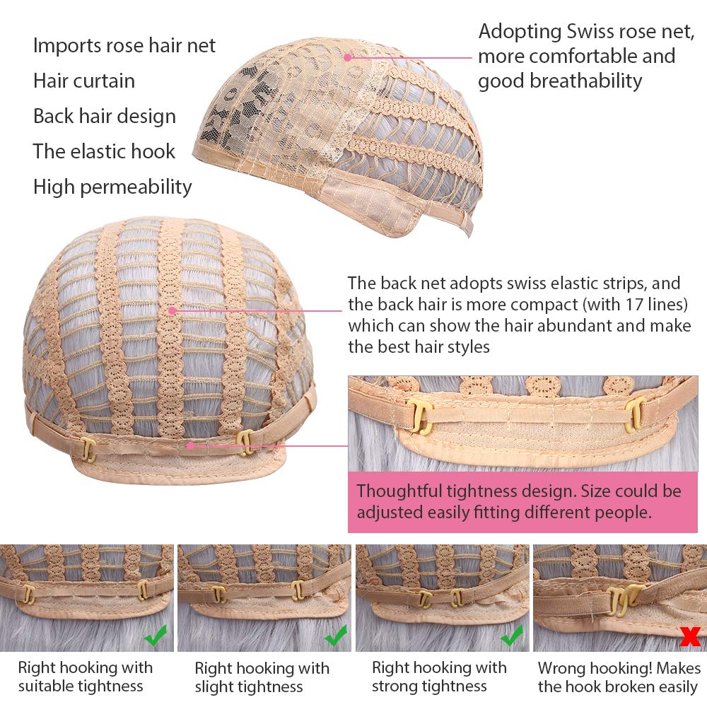 Women Long Curly Wig Silver Gray Ombre wigs Dark Roots Synthetic Heat Resistant Fiber Hair Full Wigs with Free Wig Cap