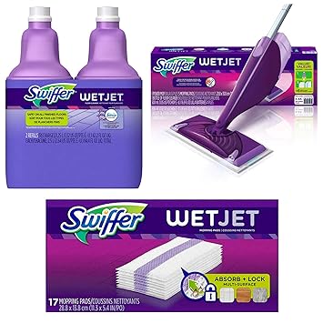 Bundle Swiffer Wetjet Hardwood Mop Pad Refills 17 Count Swiffer Wetjet Hardwood Floor Mopping Cleaning Solution Refills 2 Pack Swiffer