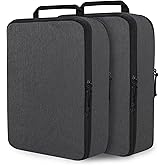 Extra Large Compression Packing Cubes for Travel Essentials, 2 Set Expandable Travel Cubes for Packing Compression Bags Luggage Suitcase Organizer, Black