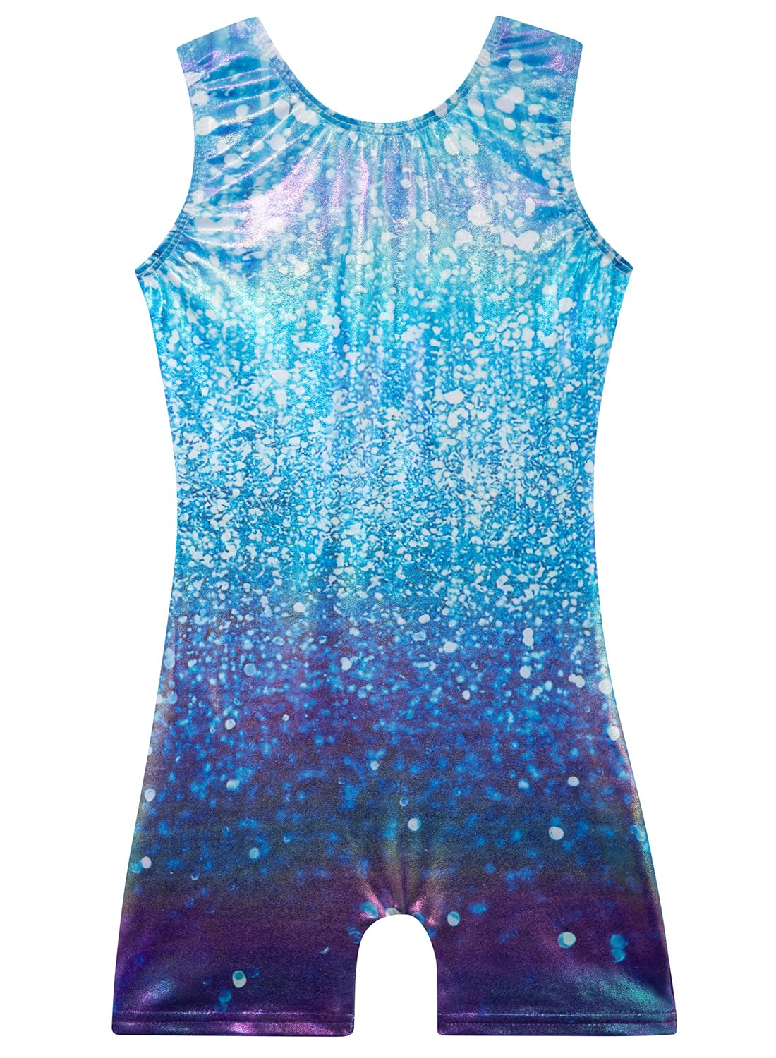 Photo 1 of Gymnastics Leotards for Girls Toddler Ballet Dance Tumbling Outfits 7 8 Kids Sleeveless Gymnastic Biketard with Shorts Sparkly Dancwear Unitards Clothes Bodysuit (Blue Glitter, 7-8 Years)