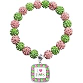 Scwasen CWSEN Sorority Paraphernalia Gifts Sorority Jewelry Bracelet for Women I Love Necklace Pink and Green Jewelry Greek Sorority Gift
