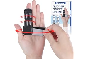 Wisesso Trigger Finger Splint, Index Finger Splint with 3 Adjustable Straps for Straightening & Broken & Pointer Finger, Knuckle Splint Fits Index/Middle/Ring/Pinky Finger- Left and Right Hand, Black, 1 Pack