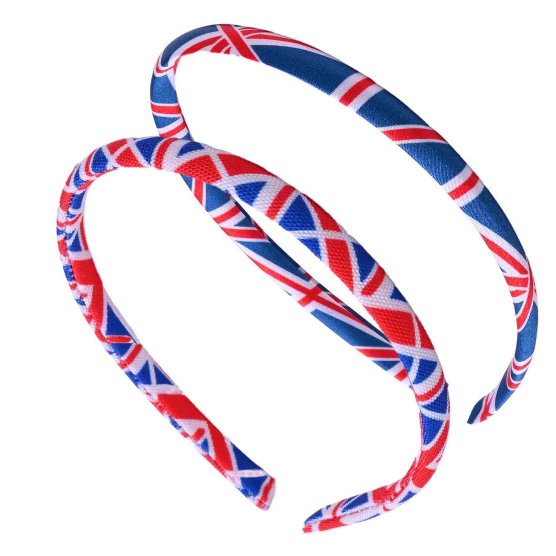 Basic Sense Union Jack Skinny Headbands, UK Flag Hair bands, Pack of 2