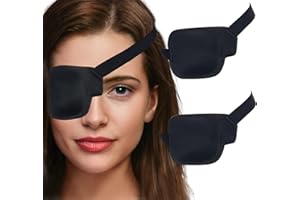 Vandorla Eye Patches for Adults and Kids, 2 Pcs 3D Eye Patch Black Adjustable Medical Eyepatch for Lazy Eye Amblyopia Strabismus and After Surgery (Right Eye)