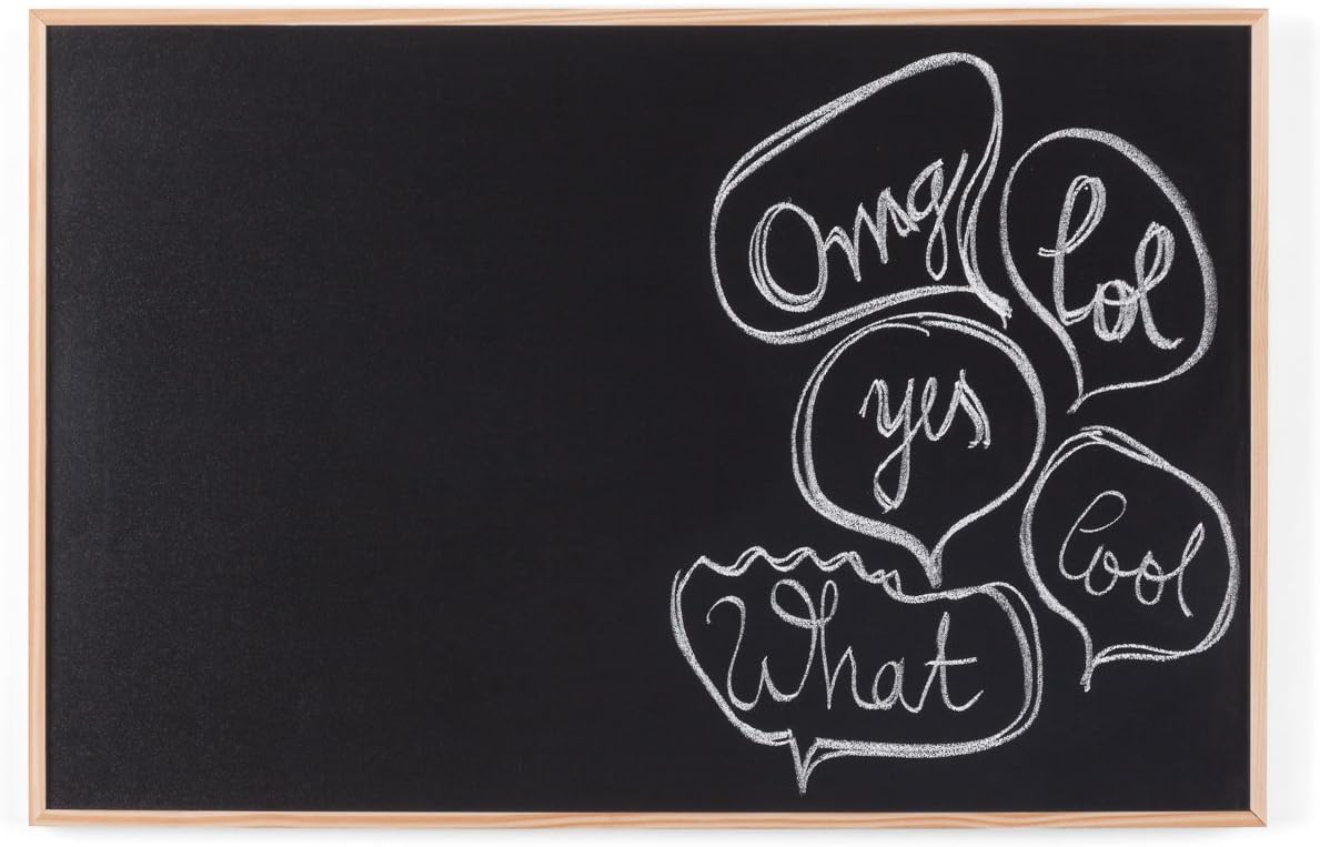 Bi-Office Chalkboard, Black Non Magnetic Surface, Natural Pine Frame, 88.5 x 58.5 cm, pine wood frame, W89 x H89 cm