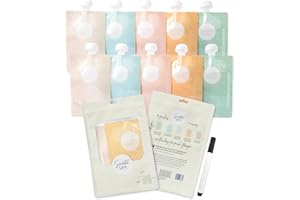 Sweetie Sips Reusable Food Pouches 10-Pack 6oz Baby Food Storage Refillable Toddler Squeeze Pouch for Kids Washable Freezer Safe Homemade Purees Smoothies