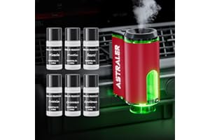 Smart Car Air Freshener Diffuser – Auto On/Off Aromatherapy Diffuser with 3 Scent Modes, USB Rechargeable, Vent Clip, 6 Essen