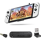 Antank Bluetooth Audio Transmitter (USB Type-C) Support aptX-HD aptX Low Latency AAC Compatible with Nintendo Switch/Lite/OLED/ PS4/ PS5/ PC Bluetooth Adapter with in-Game Chat Microphone