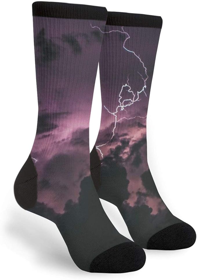 Socks Storm Lightning Cloud Novelty Socks,Dress Crew For Women Men