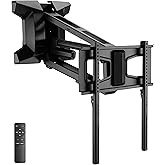 MOUNT-IT! Motorized Fireplace TV Wall Mount | Remote Control Electric Pull Down Mantel Mounting Bracket, Up to 77 Lbs Weight Capacity, Height Adjustable, Swivel, VESA 600x400 Compatible