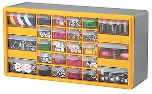 Akro-Mils 10726 26-Drawer Plastic Parts Storage Hardware and Craft Cabinet, 20-Inch by 10-1/4-Inch by 6-3/8-Inch, Yellow/Grey