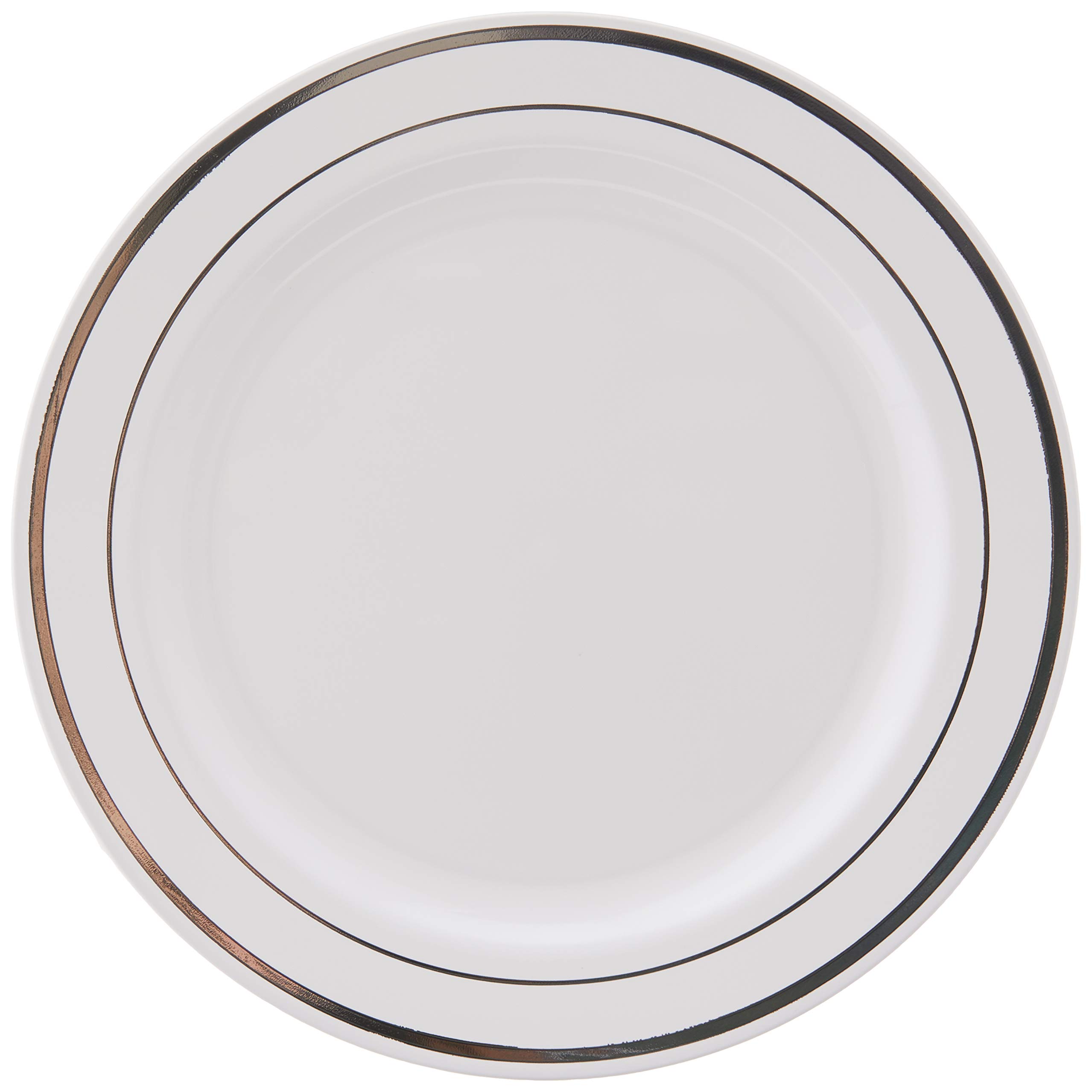 MOZAIK 20 White Silver Rim Plastic Cake Plates 15cm