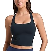 CRZ YOGA Butterlift Square Neck Crop Tank Tops for Women - Longline Racerback Sports Bras Yoga Cami Non Padded