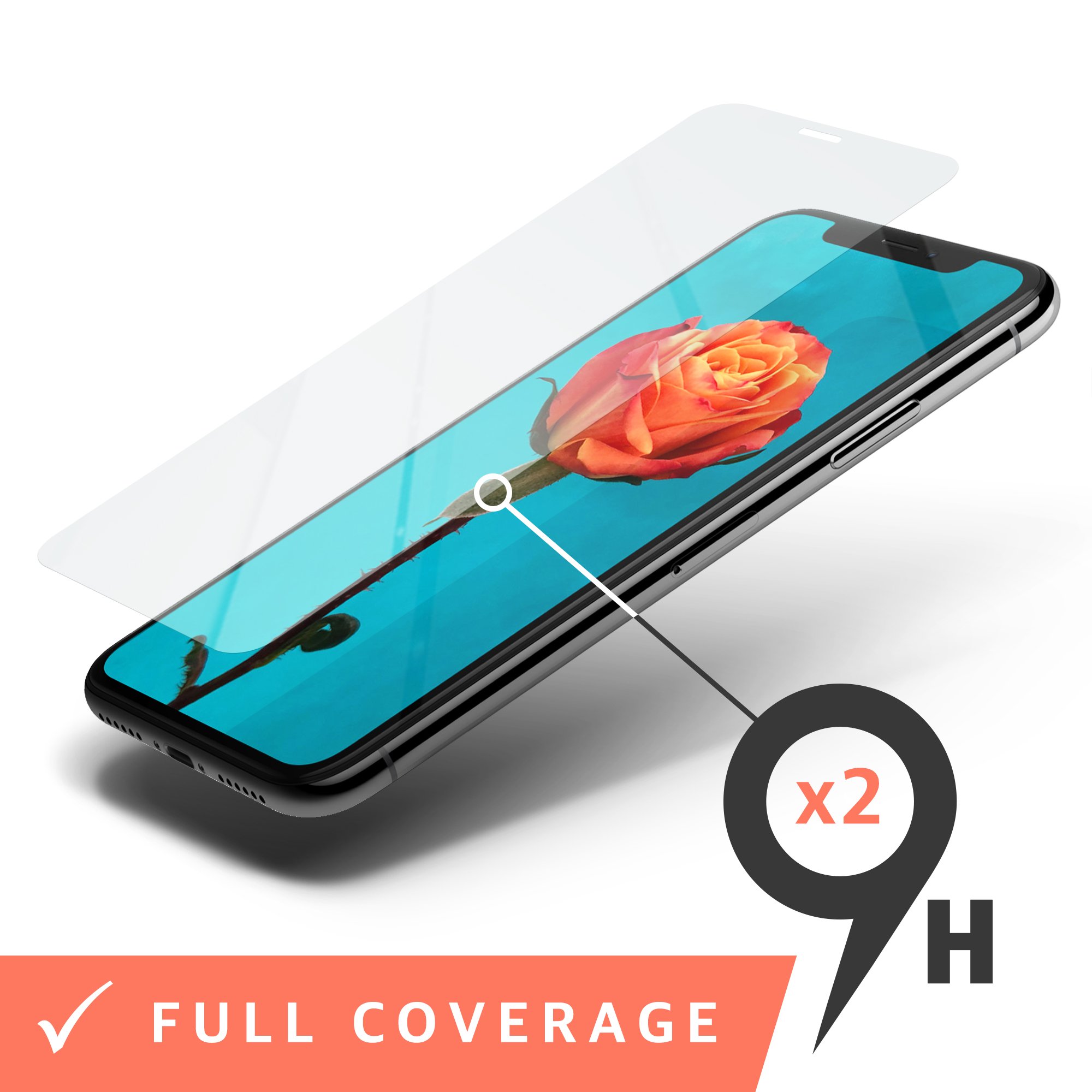 iPhone X Screen Protector x 2 // Twin Pack Discount // 9H Premium Tempered Glass Kit ✓ UK Supplier ✓ Anti-Fingerprint, Scratch Resistant, Waterproof & Shatterproof ✓ Strongest on the market