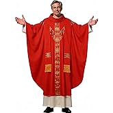 ANDHOM Clergy Elegance Church Vestments for Catholic Priests Chasuble Mass Round Collar Robe with Pastor Stole