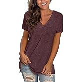 Sipaya Womens T Shirts Basic V Neck Tee Loose Fitting Casual Short Sleeve Tops