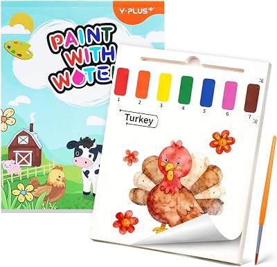 YPLUS Paint with Water Books for Toddlers 2-4 20 Pattern Pages Watercolor Paper