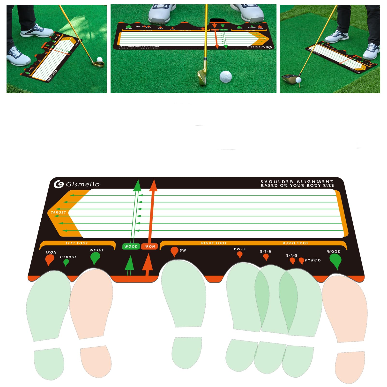 Gismelio Golf Training Mat for Beginners | Posture Assistance and Entry-Level Stance Corrector Trainer with Golf Training Aid and Practice Mats