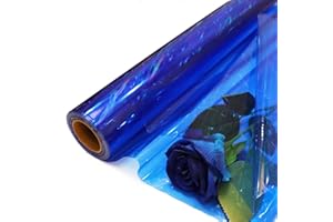 CMFYHM Iridescent Blue Cellophane Wrap Roll I 34 In Wide X 50 Ft Long I Colorful Cello Perfect For Baskets,Gifts, Treats,Birthday Holiday Wedding Floral, Party Arts Crafts Decoration (Blue)