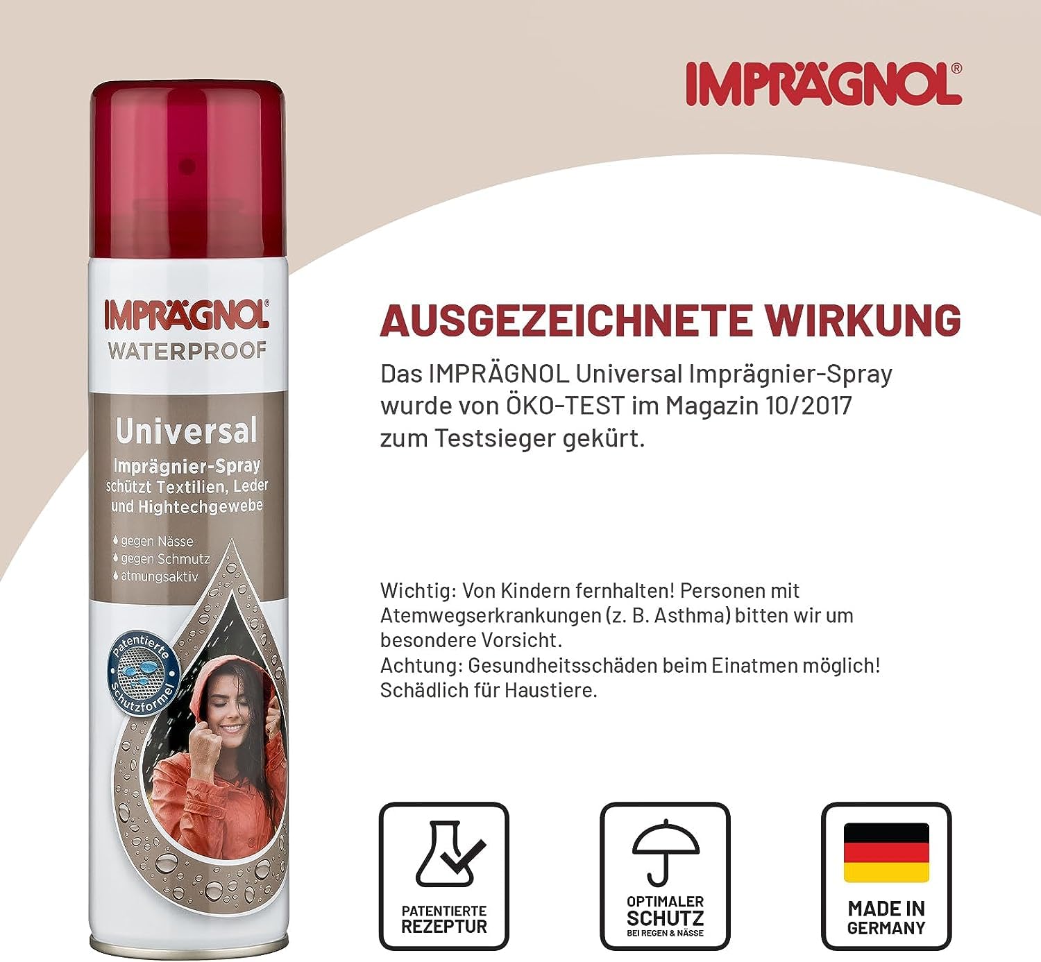 IMPRÄGNOL Universal Imprägnierspray Schuhe & Kleidung 400 ml | Hochwirksames Schutzspray für Schuhe, Jacken, Leder, Textilien & Outdoor-Ausrüstung | Atmungsaktiver Langzeitschutz vor Nässe & Schmutz 2