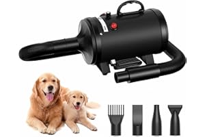 AKOSCO Dog Blow Dryer, 4.3HP/3200W High Velocity Professional Pet Dog-Hair-Dryer with Adjustable Airflow Speed and Temperature 95°F-158°F, Dog Grooming Dryer Pro High Velocity Dryer for Dogs
