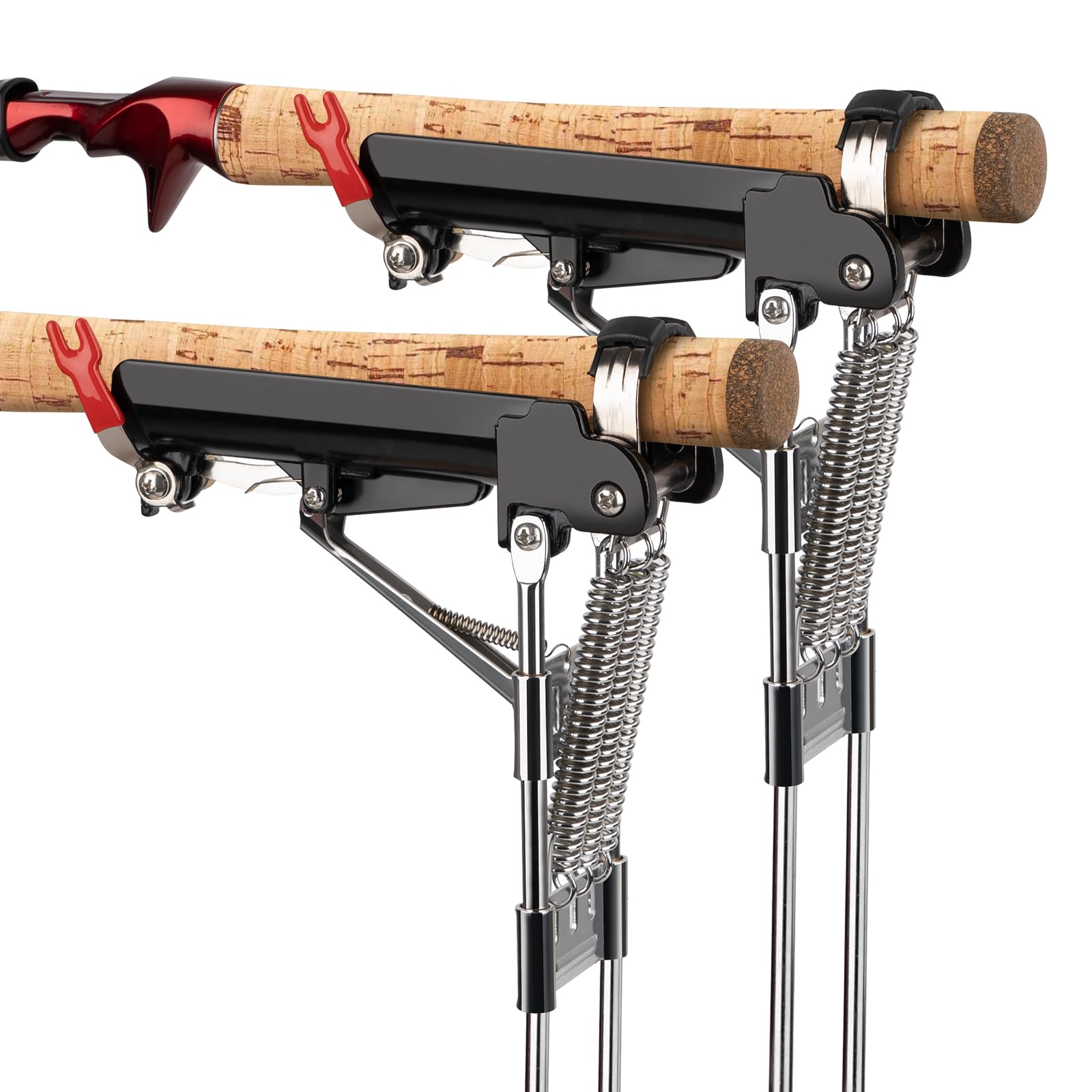 Photo 1 of QualyQualy Fishing Rod Holders for Ground, High Sensitivity Spring Automatic Fishing Rod Holder, All Metal Heavy Duty Adjustable Fishing Pole Stand, Bank Fishing Rod Rack Stand-2Pack