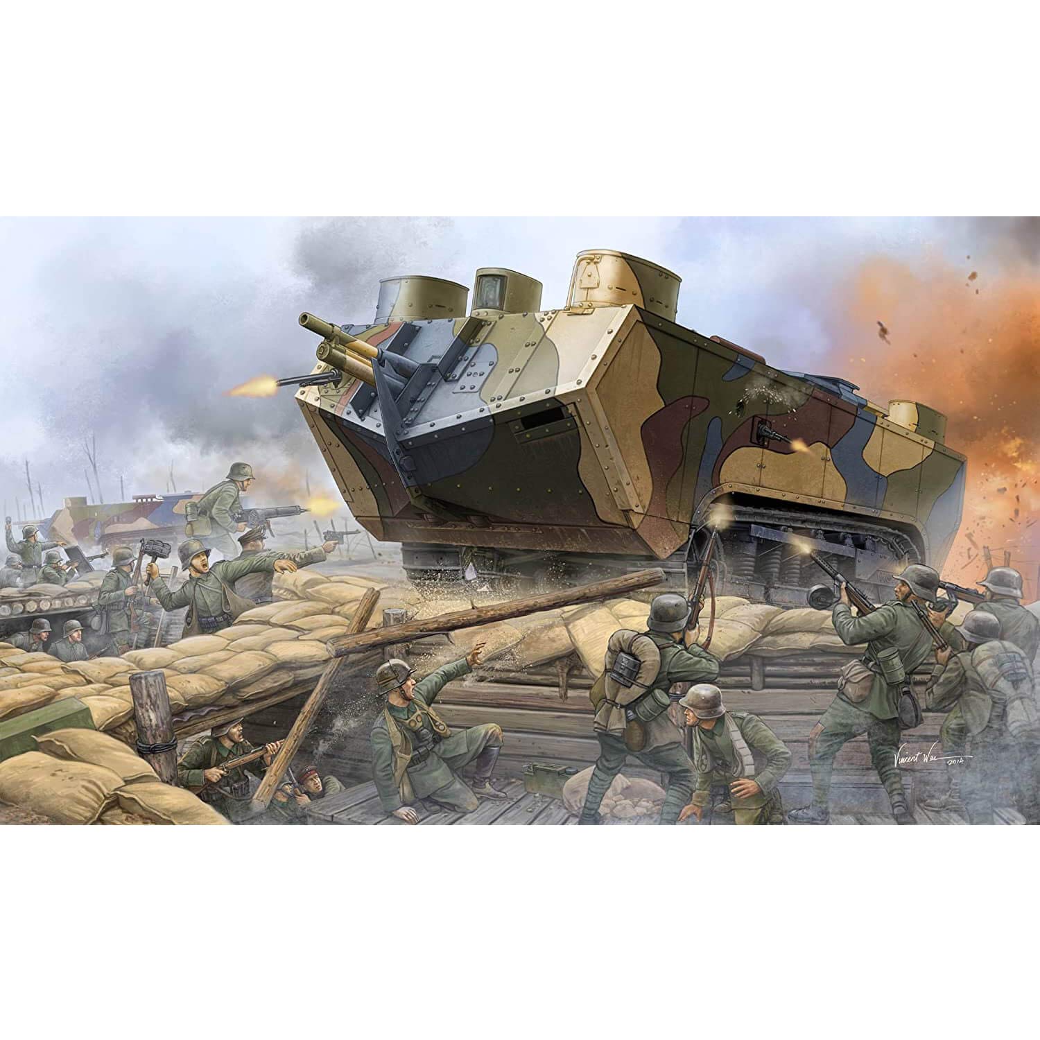 Hobbyboss 1:35 Scale French Saint-Chamond Heavy Tank Early Model Kit (Grey)