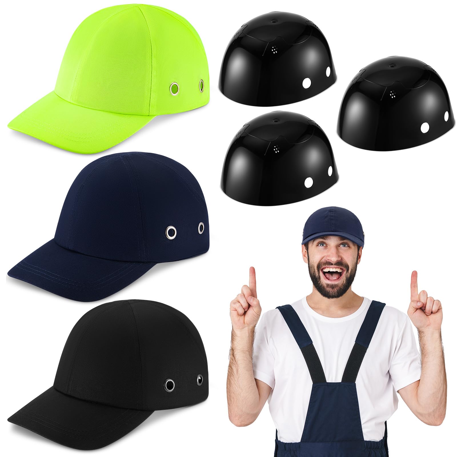 3 Pcs Bump Cap Baseball Hat Style Hard Hat Helmet Safety Cap Breathable 