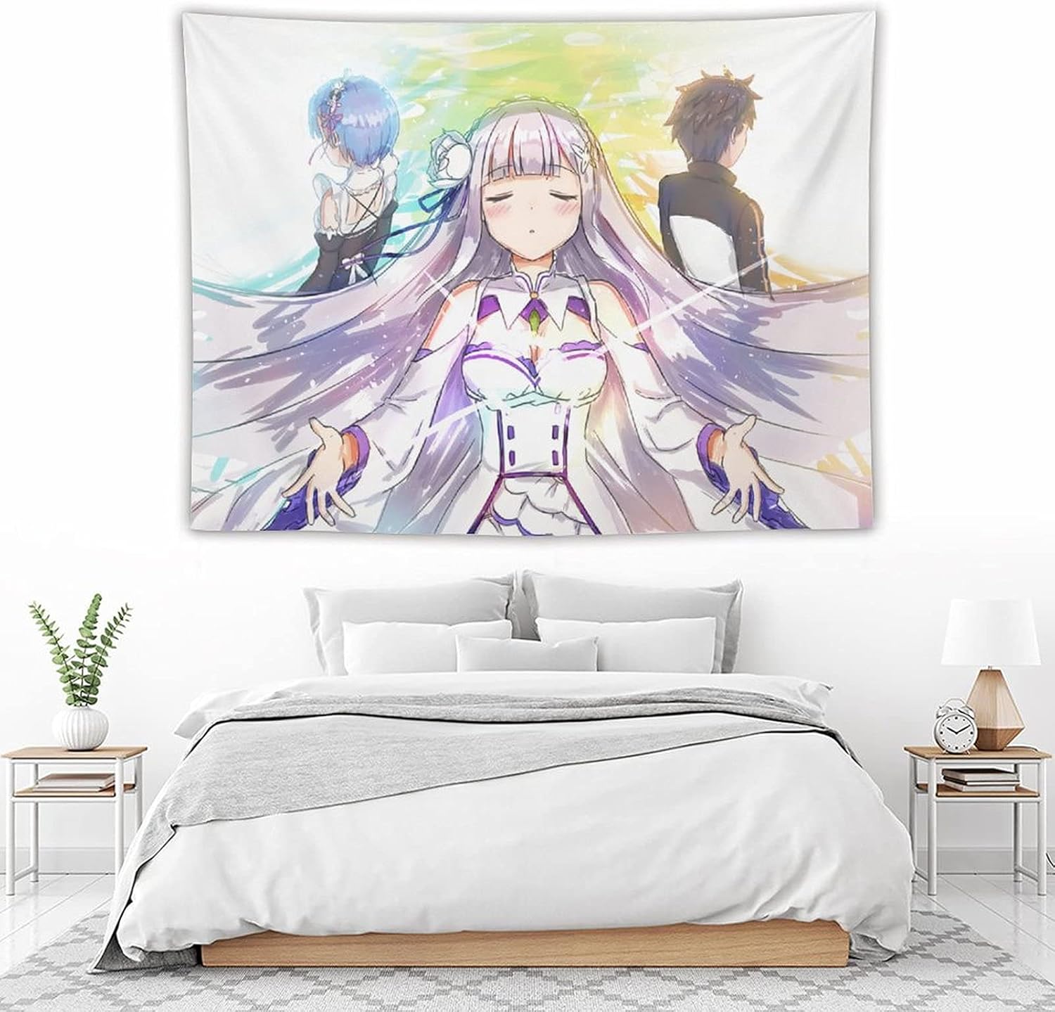 Amazon Co Jp Reゼロから始める異世界生活タペストリーアニメ インテリア おしゃれ壁掛け 部屋 ファブリック装飾品 個性ギフト 部屋 壁アート 誕生日プレゼント おしゃれ アニメ 萌え かわいい多機能 グッズ ホーム キッチン