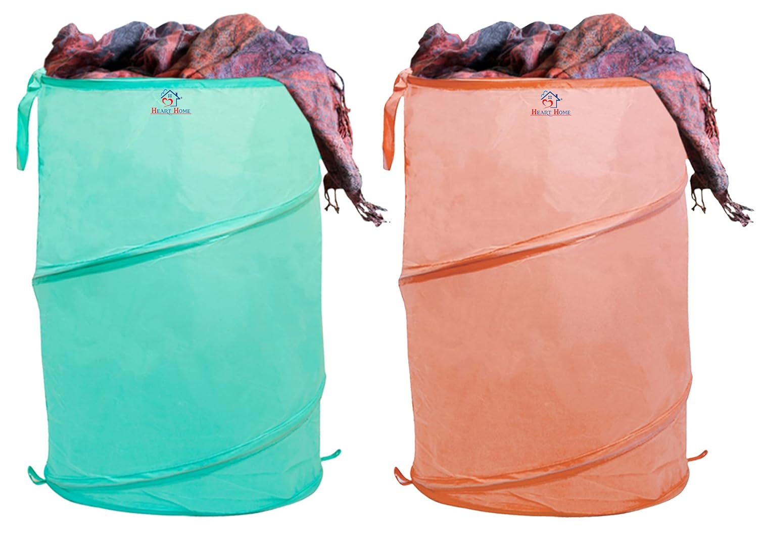 Heart Home Pop Up Foldable Laundry Bags for Clothes with Lid Drawstring