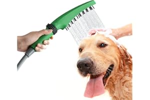 RAINOVO Dog Shower Attachment: Pet Shower Sprayer Attachment with Long Hose Dog Shower Head Attachment for Dog Bathing and Cleaning, Green
