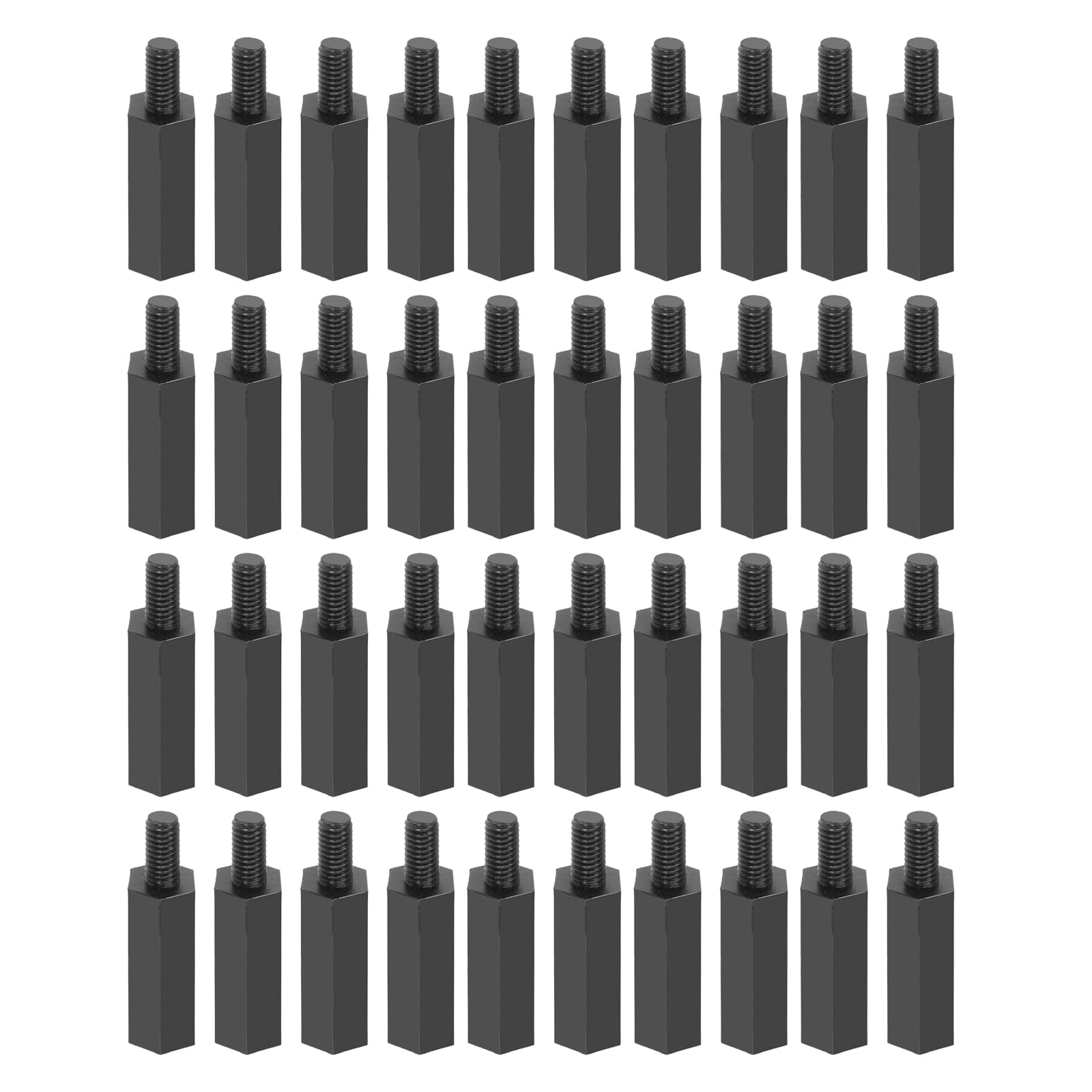 YOKIVE 100 Pcs M3 Standoff Screws, Nylon Hex PCB Standoffs with High Insulation Effect, Keep Height Consistent, Great for Motherboard (Black, 15mm+6mm)