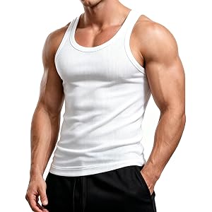Haus Tank Tops for Men, Premium Ultra-Soft Cotton Fitted Tank, Comfortable, Durable Ribbed Fabric