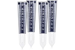 Yexiya 4 Pcs 5 Inch Capacity Rain Gauge Outdoor Easy to Read Acrylic Rain Gauges Measure and Monitor Precipitation Magnifying Scale and Numbers for Garden Yard Field Lawn (Blue)