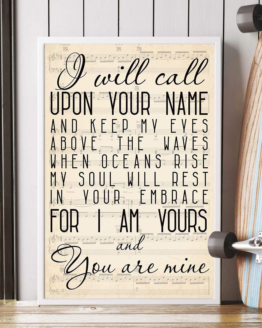 Amazon.com: Oceans Song Lyrics Decor Portrait Poster Print (12" x 18 ...