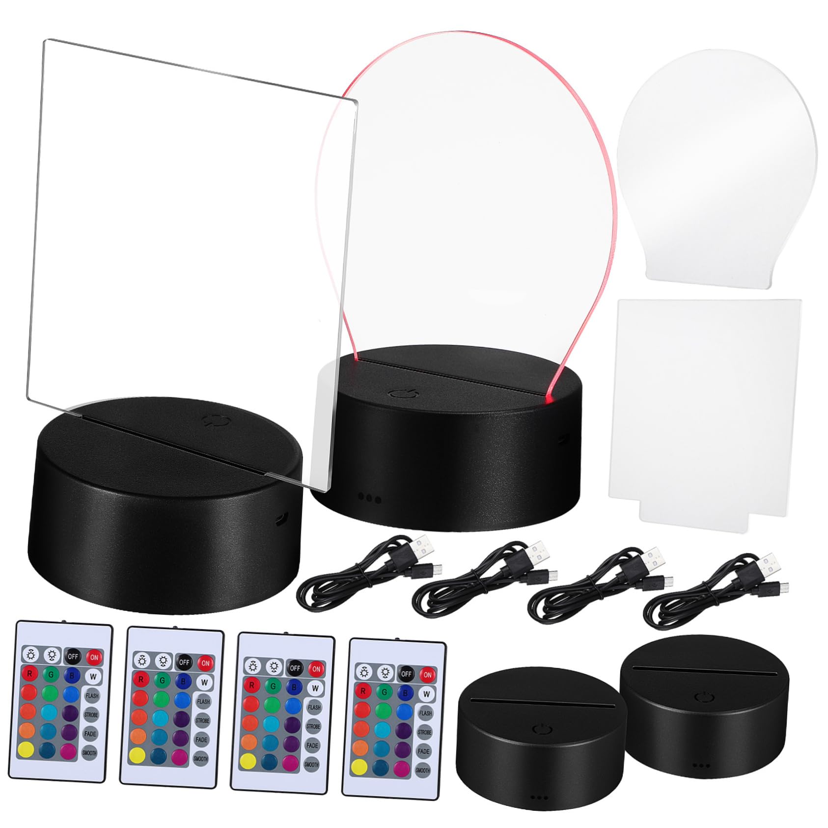 Uonlytech Led Night Light Base 4 Pack with 16 Color Acrylic Display Stand USB Powered 3D Light Base with Remote for Bedroom Living Room Decor