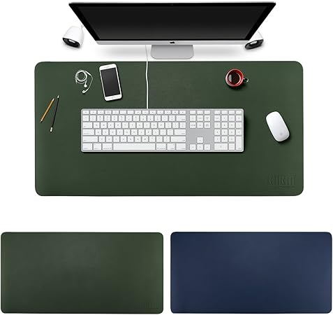 Amazon Co Jp デスクマット 業務用 可愛い マウスマット Bubm ノートパソコンマット Pu レザー オフィスデスクパッド 机 マット パソコンデスクパッド キーボード パッド 両面デザイン 多機能 防水性 耐油性 長寿命 ロイヤルブルー ダークグリーン 90cm 45cm