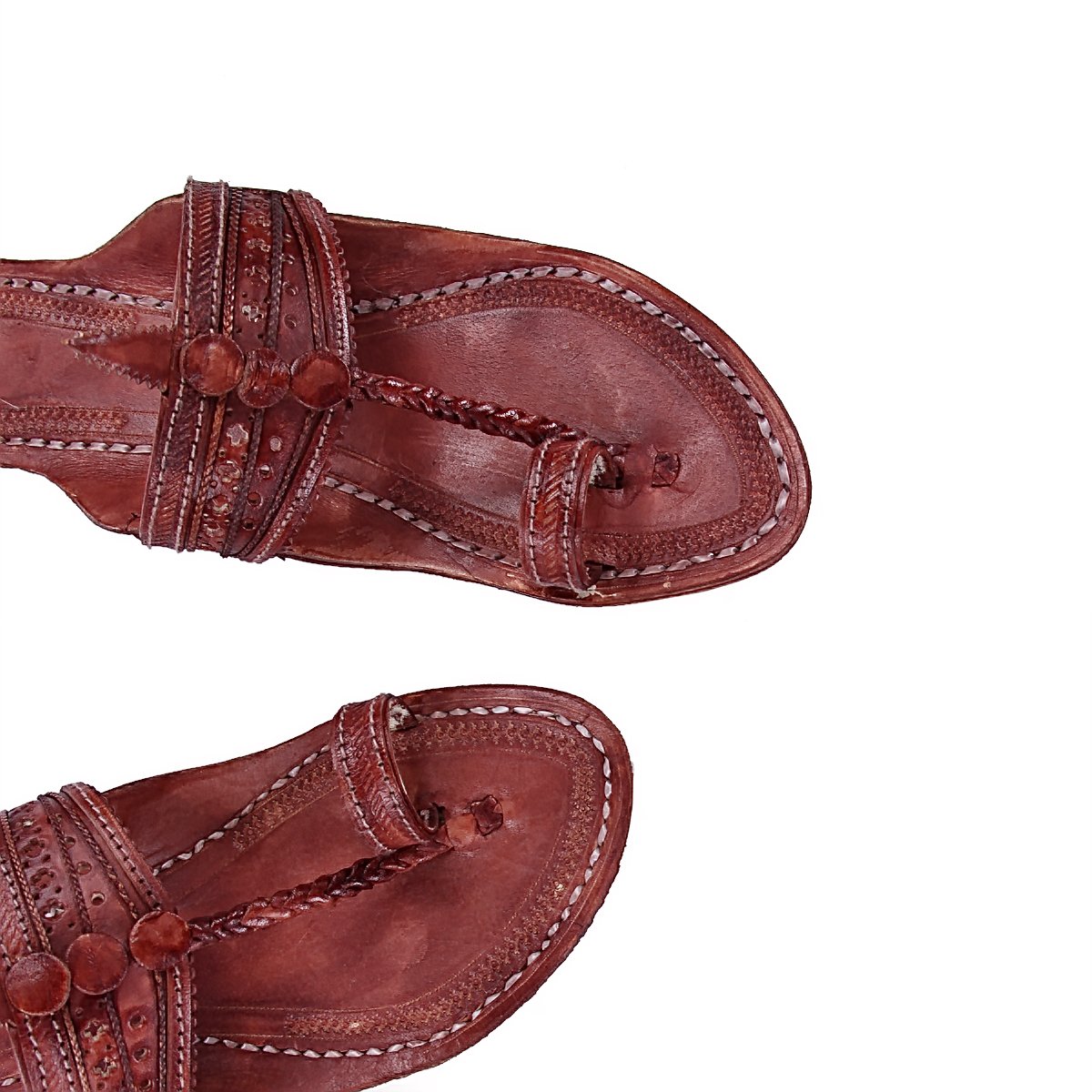 beautiful red brown triangular upper ladies kolhapuri chappal krka-w-336