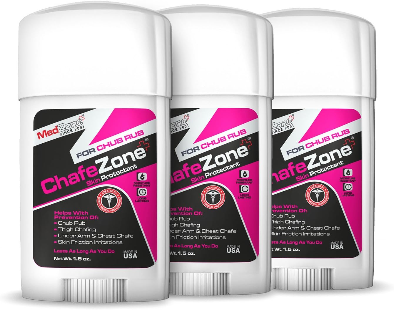 ChafeZone Anti Chafing Stick, 1.5 Ounce (Pack of 3)