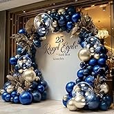 Royal Blue Gold Balloon Arch Double Stuffed Latex Bobo Pearl Gold Balloon Garland Navy Ruby Blue Balloons for Birthday Baby Shower New Year Wedding Prom Business Opening Party Decor