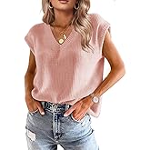 Womens Fall Clothes Winter Tops Fashion 2025 Sweater Vest Women Knit V Neck Cap Sleeve Summer Business Casual Outfits
